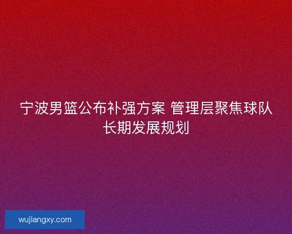 宁波男篮公布补强方案 管理层聚焦球队长期发展规划
