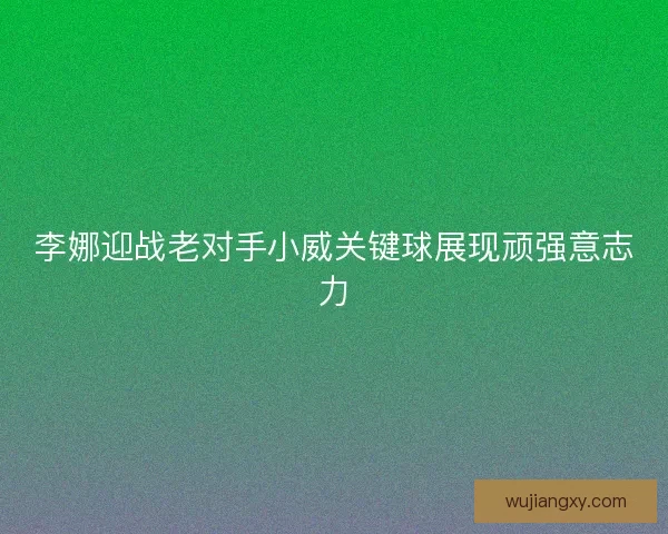李娜迎战老对手小威关键球展现顽强意志力